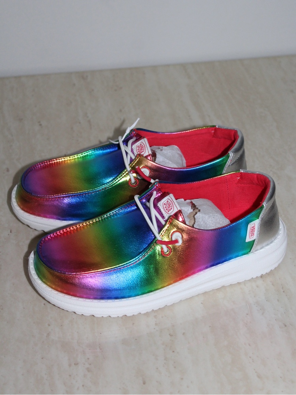 Hey Dude Wendy Rainbow Metallic Shoes (Youth/Kids)